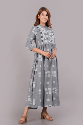 Graceful Grey Anarkali Dress
